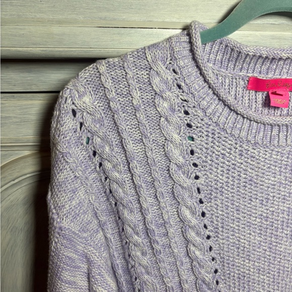 Lilly Pulitzer Maxcy Sweater Light Lilac Verbena Chunky Knit Preppy Fisherman’s - Picture 5 of 10